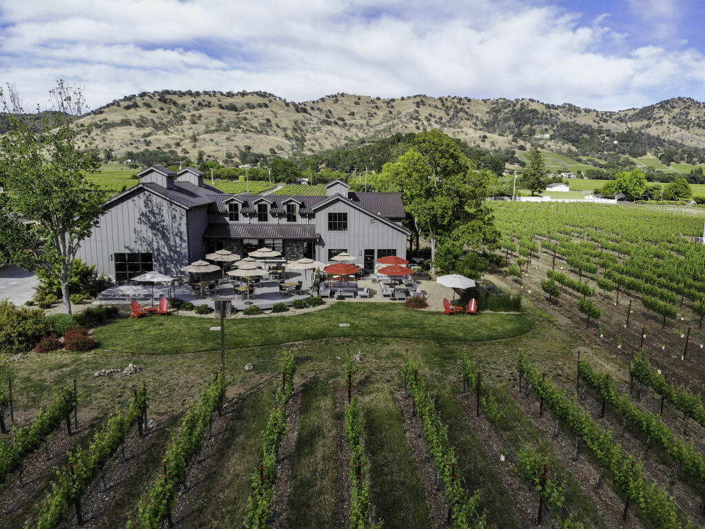 Goosecross Cellars near Yountville in Napa Valley is seen in this aerial view on Oct. 9, 2015. (courtesy of Goosecross Cellars)