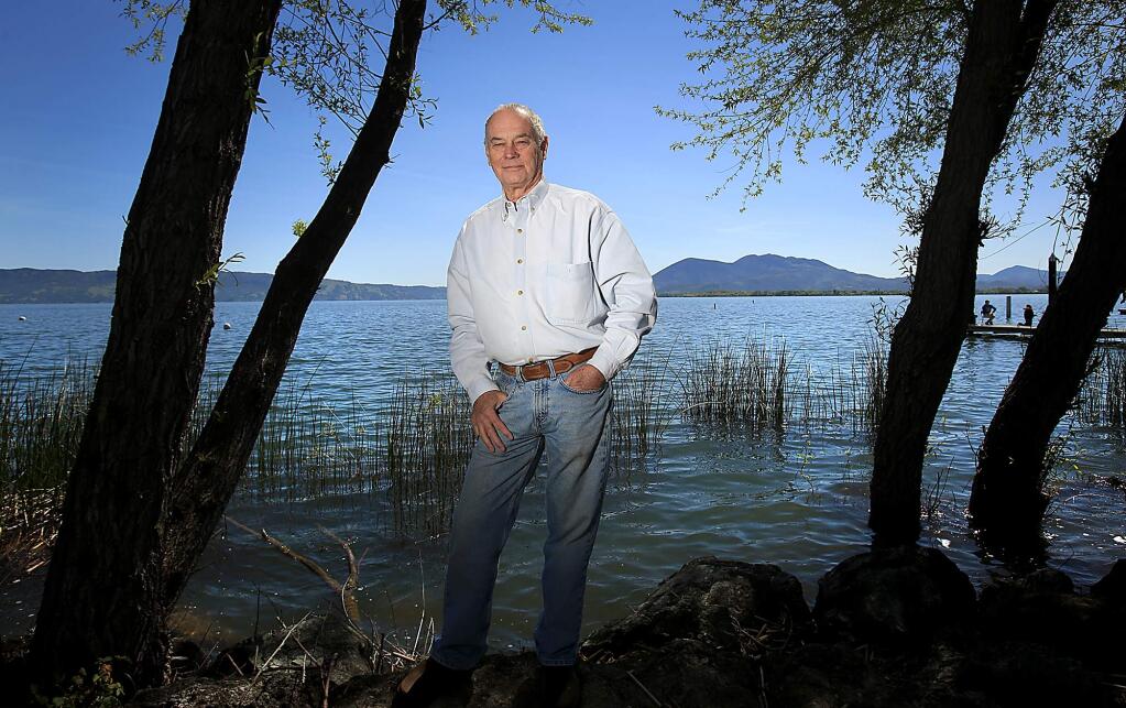 Lake County Supervisor Jim Steele at Lakeport's Library Park on Clear Lake with Mt. Konocti in the background. (Kent Porter / Press Democrat)