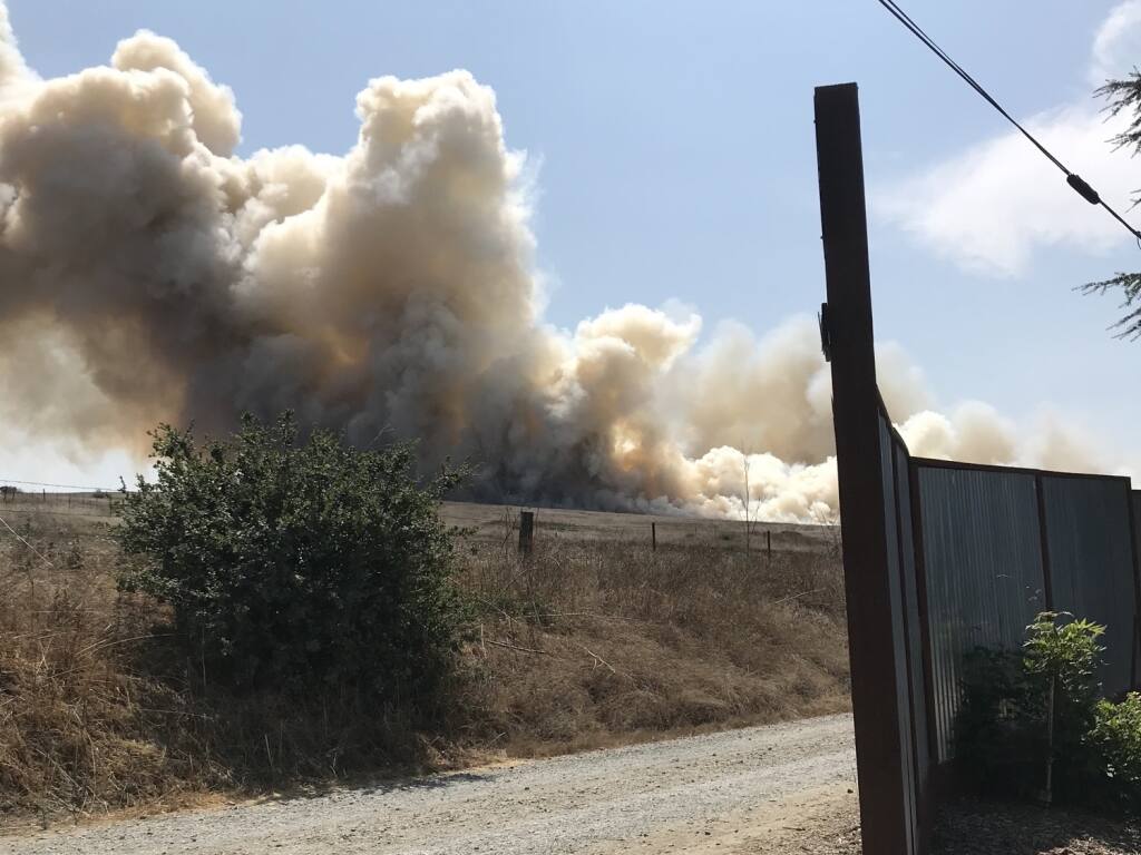 A vegetation fire erupts in Two Rock. Photo courtesy Watch Duty.