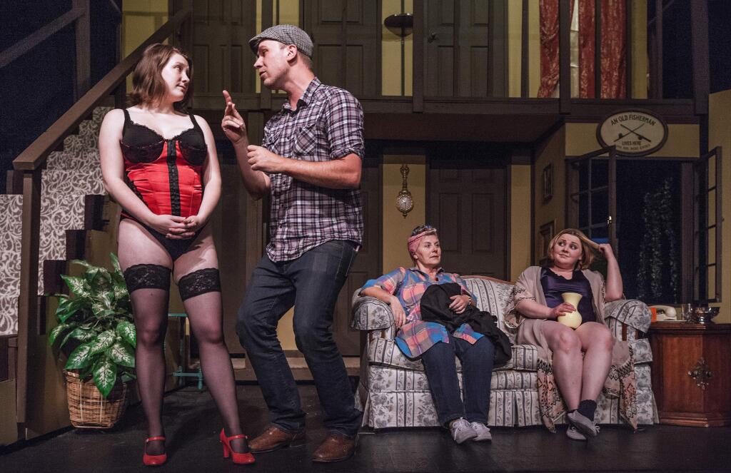 Robbi Pengelly/Index-TribuneThe farce, 'Noises Off!' continues at the Sonoma Community Center. The caseincludes, from left, Nora Summers, ChrisGinesi, Cat Bish and Alexis Evon.