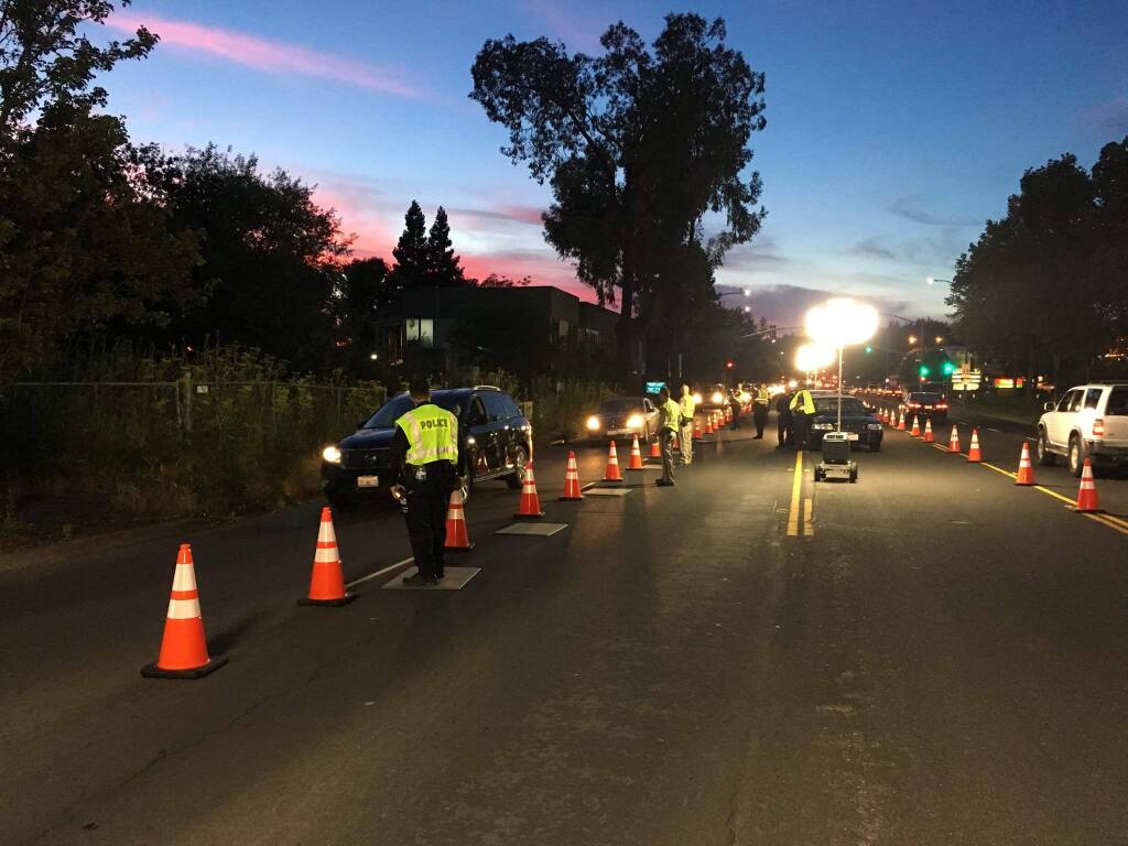(File photo) The Santa Rosa Police Department held a DUI checkpoint on Farmers Lane, Friday, June 16, 2017. (SANTA ROSA POLICE DEPARTMENT/ FACEBOOK)