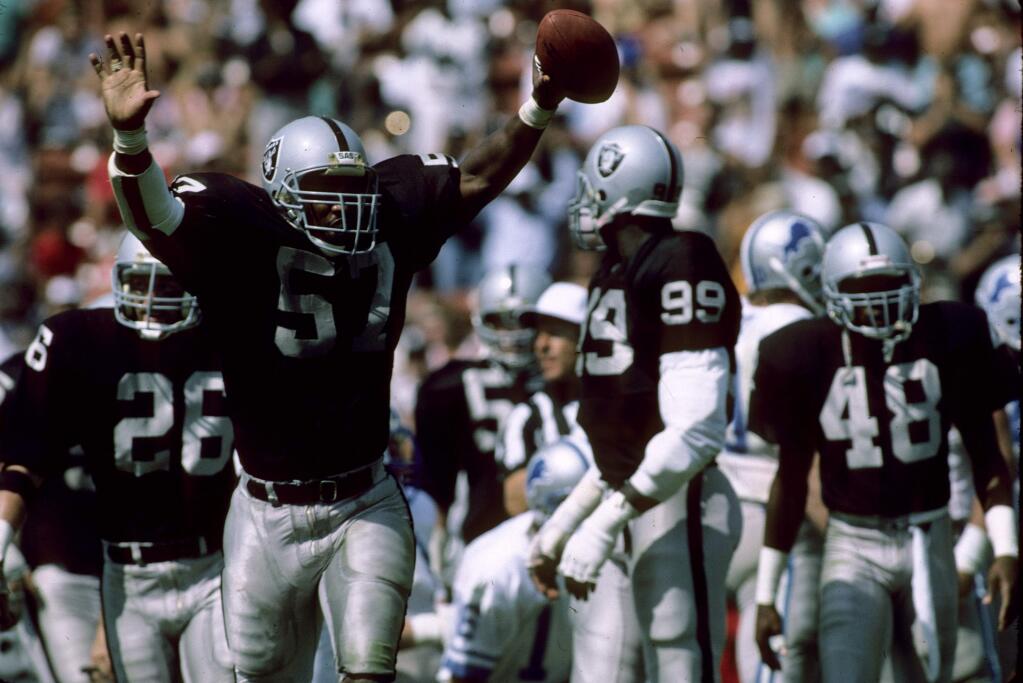 Jerry Robinson (57) played 184 games in the NFL for the Eagles and then the Raiders, going to one Pro Bowl and being named an All-Pro twice. (AP Photo/NFL Photos)