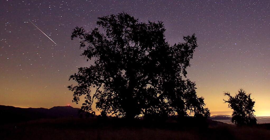 The Perseid meteor shower above Geysers Road in Geyserville, Friday, Aug. 12, 2016.(Kent Porter / The Press Democrat)
