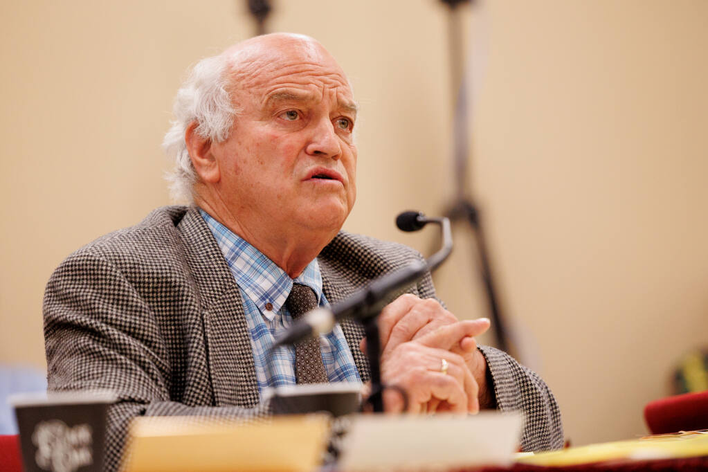 Ken Bareilles gives his testimony to the Regional Water Quality Control Board during his hearing in Santa Rosa on June 16, 2023. (Abraham Fuentes/ For The Press Democrat)