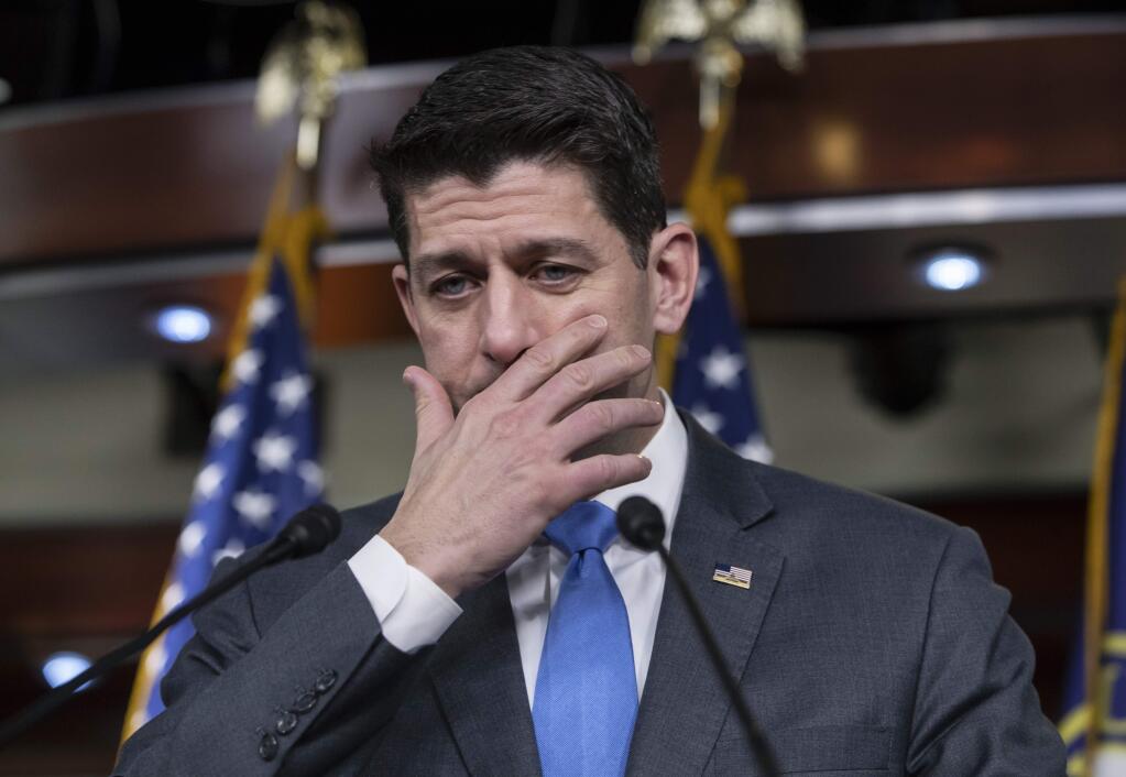 Speaker of the House Paul Ryan, R-Wis., tells reporters he will not run for re-election amid Republican concerns over keeping their majority in the House of Representatives, during a news conference at the Capitol in Washington, Wednesday, April 11, 2018. (AP Photo/J. Scott Applewhite)