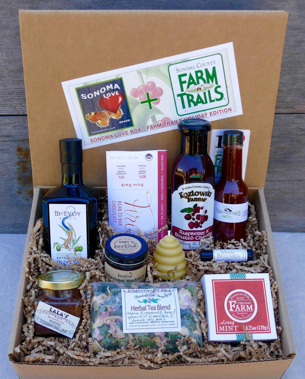 This is the Farm Trails Edition of the Sonoma Love Gift Box, which has produce from local farmers.