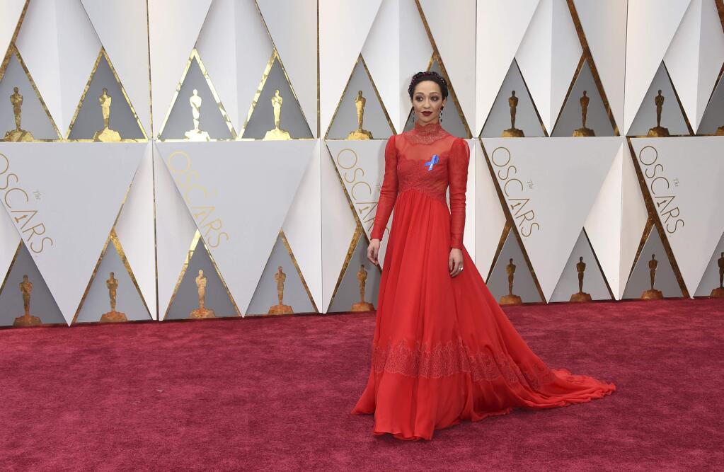 Ruth Negga arrives at the Oscars on Sunday, Feb. 26, 2017, at the Dolby Theatre in Los Angeles. (Photo by Jordan Strauss/Invision/AP)