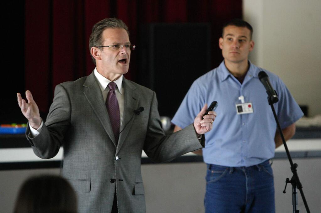 Sonoma County Superior Court Judge Gary Nadler takes questions during the Courage to Live presentation at Kenilworth Junior High School. (PD FILE 2009)