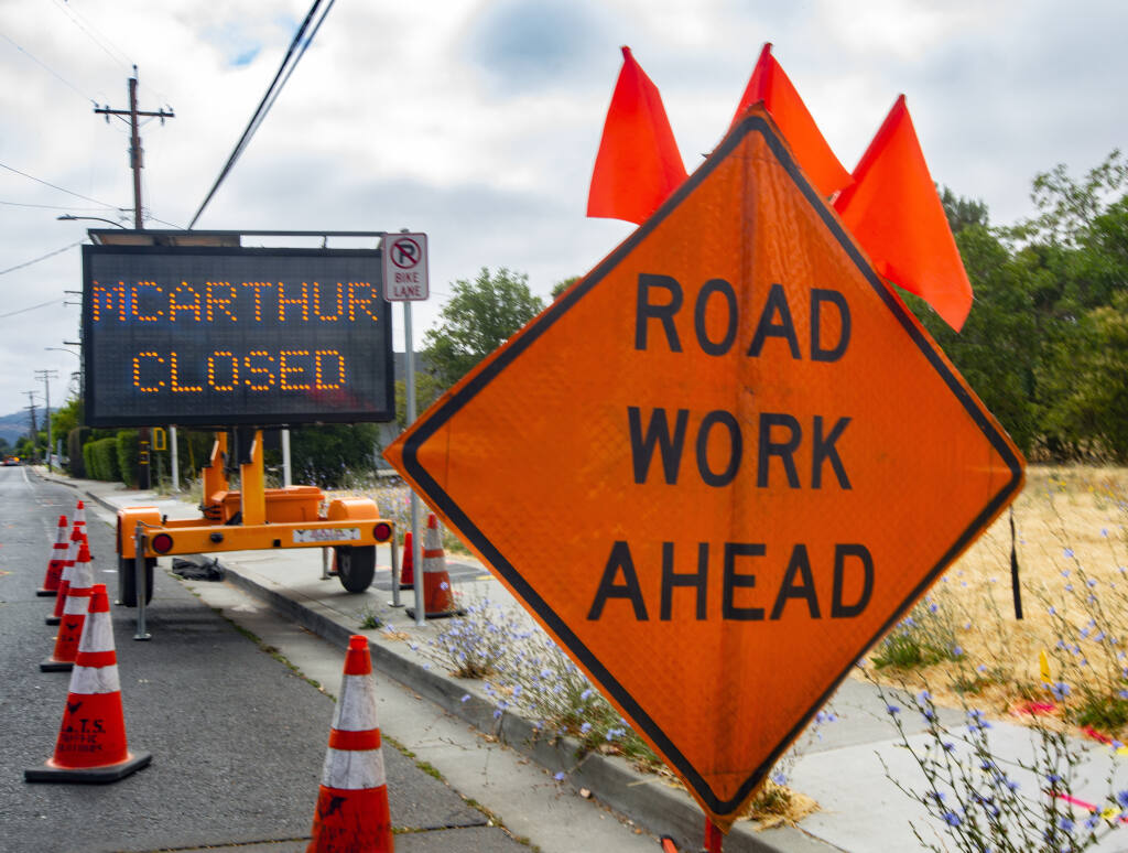 PG&E will be replacing gas lines on West MacArthur starting in early July. The road will be closed from Fifth Street West to Broadway from July 6 through Dec. 15. (Photo by Robbi Pengelly/IndexTribune)