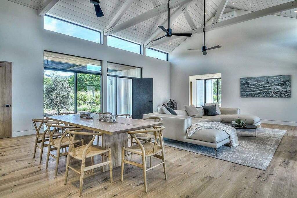 A pitched ceiling with exposed wooden tresses at 855 Grape Stone Lane, Sonoma. Property listed by Holly Bennett/ Sotheby's International Realty, hollybennett.com, 707-484-4747. (Courtesy of NORCAL MLS)