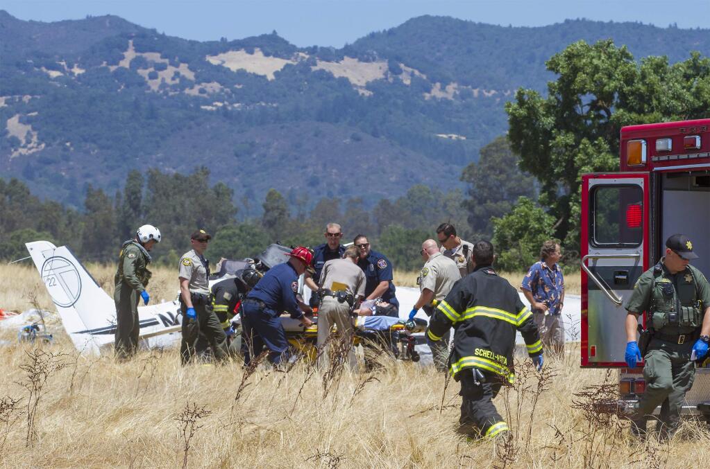 Small plane crash in a field at the end of San Luis Road. (Photo by Robbi Pengelly/Index-Tribune)