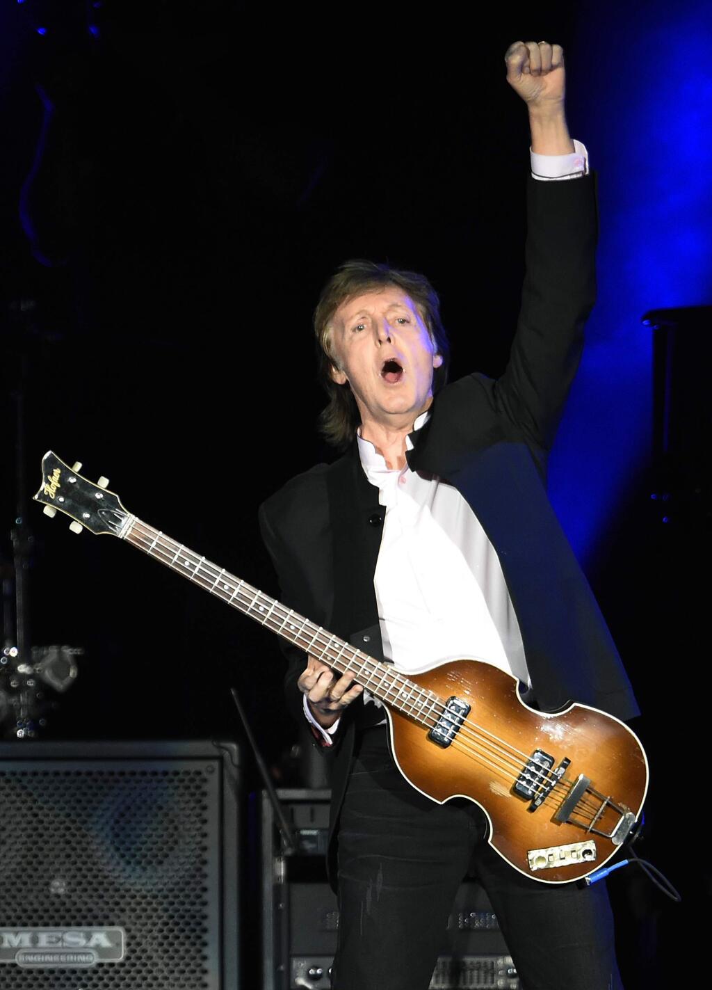 Paul McCartney performs on day 2 of the 2016 Desert Trip music festival at Empire Polo Field on Saturday, Oct. 8, 2016, in Indio, Calif. (Photo by Chris Pizzello/Invision/AP)