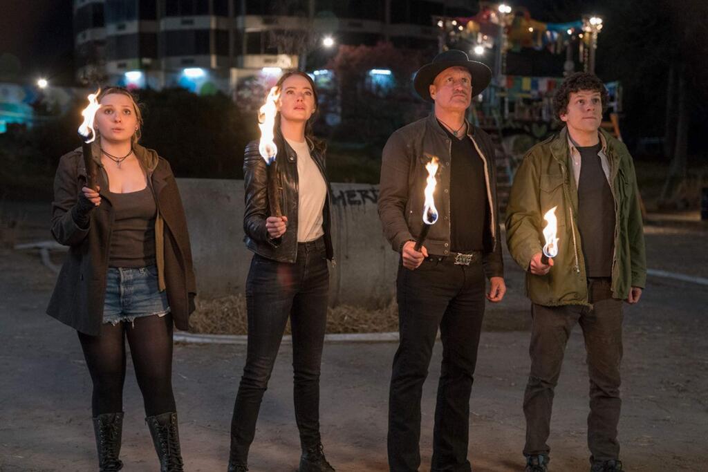 Abigail Breslin, Emma Stone, Jesse Eisenberg and Woody Harrelson return in 'Zombieland: Double-Tap,' the sequel to the 2009 film. (Columbia Pictures)