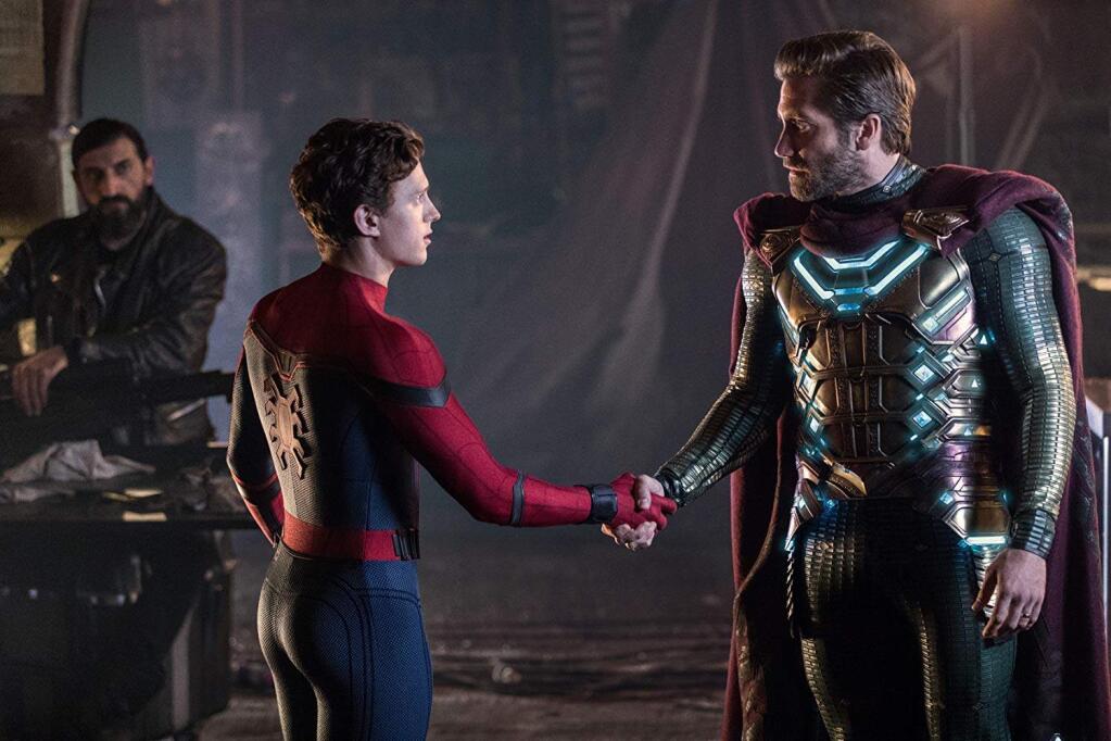 Jake Gyllenhaal, Numan Acar, and Tom Holland in, 'Spider-Man: Far from Home.' (Marvel Studios/TNS)