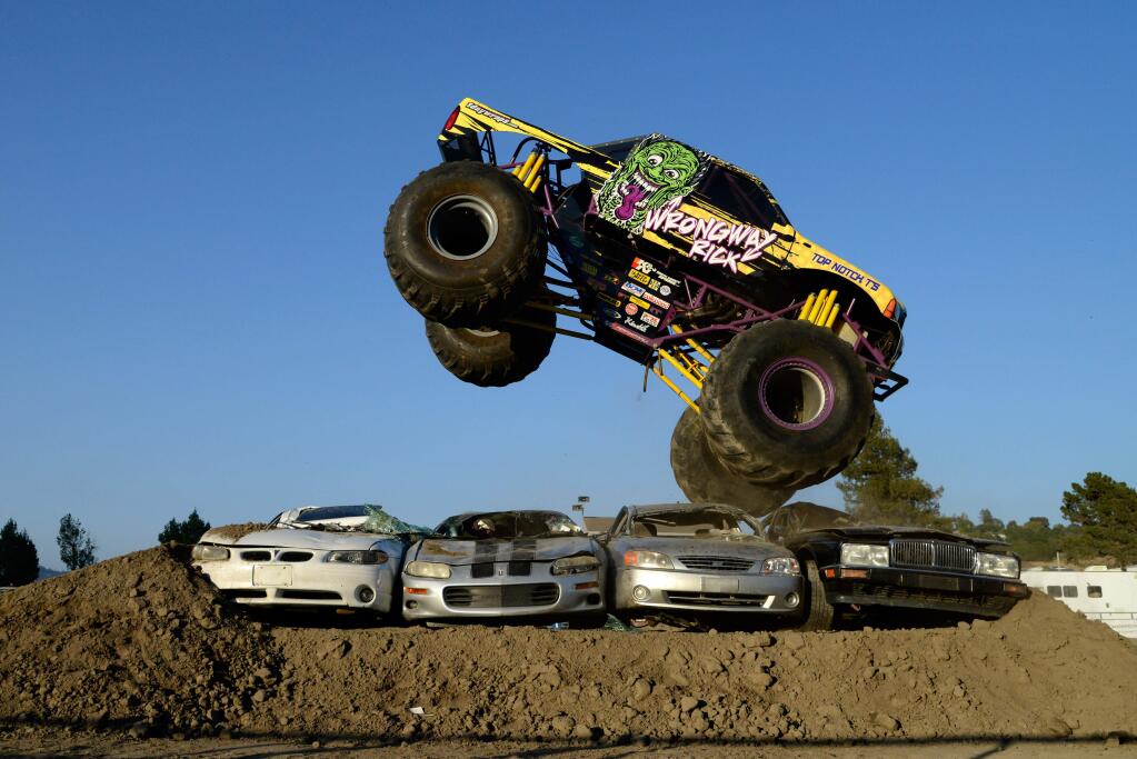 Monster truck show action at the Beck Arena at the Sonoma County Fairgrounds in Santa Rosa in 2015. (PD FILE)