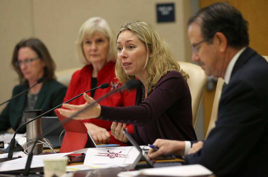 (FILE PHOTO) Supervisor Lynda Hopkins talks about the issue of homelessness during the Sonoma County Board of Supervisors meeting in Santa Rosa, California on Tuesday, December 17, 2019. (BETH SCHLANKER/The Press Democrat)