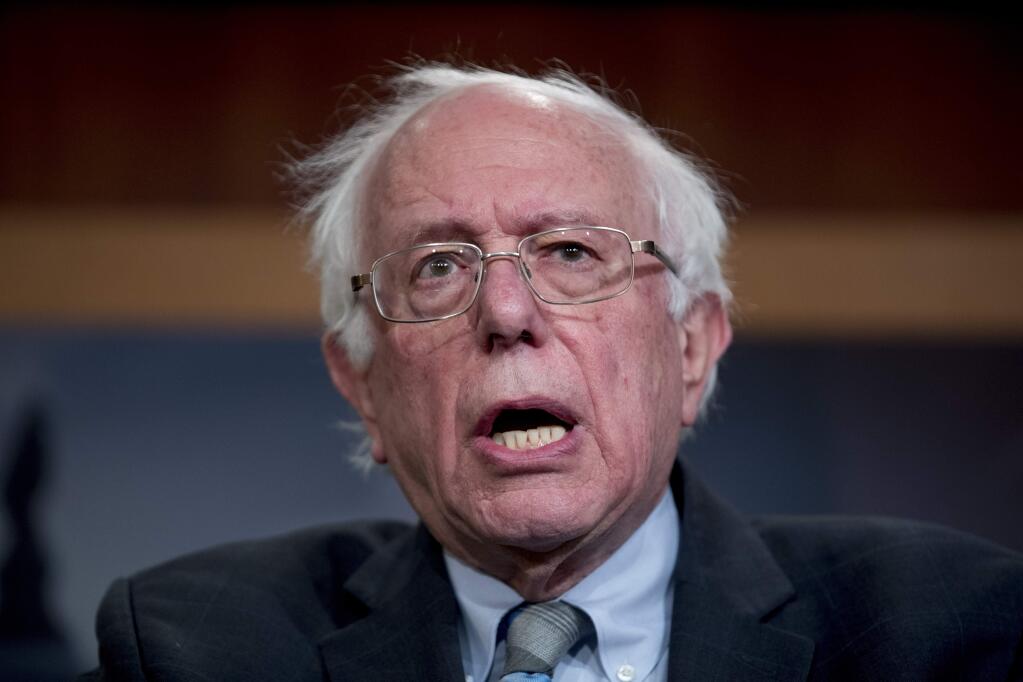 FILE - In this Jan. 30, 2019, file photo, Sen. Bernie Sanders, I-Vt., speaks at a news conference on Capitol Hill in Washington. Sanders, whose insurgent 2016 presidential campaign reshaped Democratic politics, announced Tuesday, Feb. 19, 2019 that he is running for president in 2020. (AP Photo/Andrew Harnik, File)