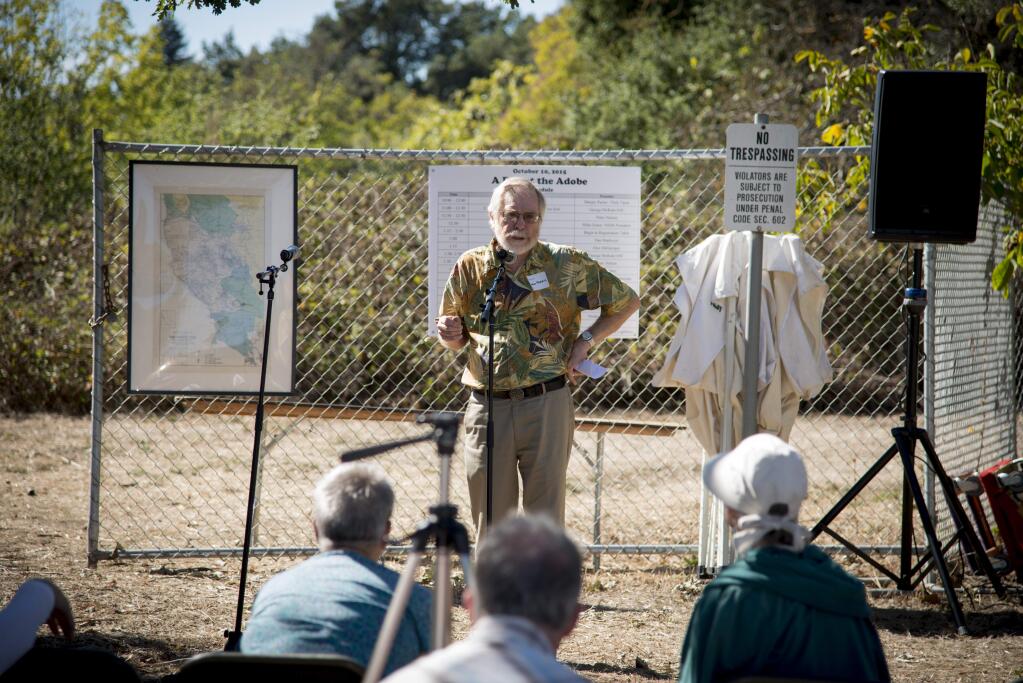 Glenn Farris, a retired senior state archaeologist, speaks on the role of California's adobes. (Photo by Sean Bressie)