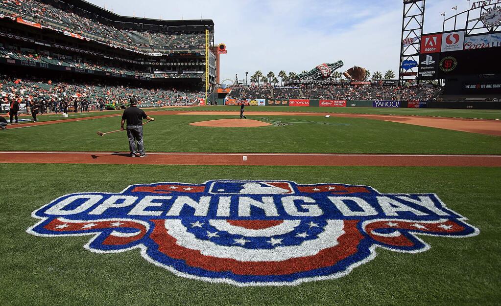 The Giants' opening day game against the Dodgers at AT&T Park in San Francisco, Thursday, April 7, 2016. (Kent Porter / Press Democrat)