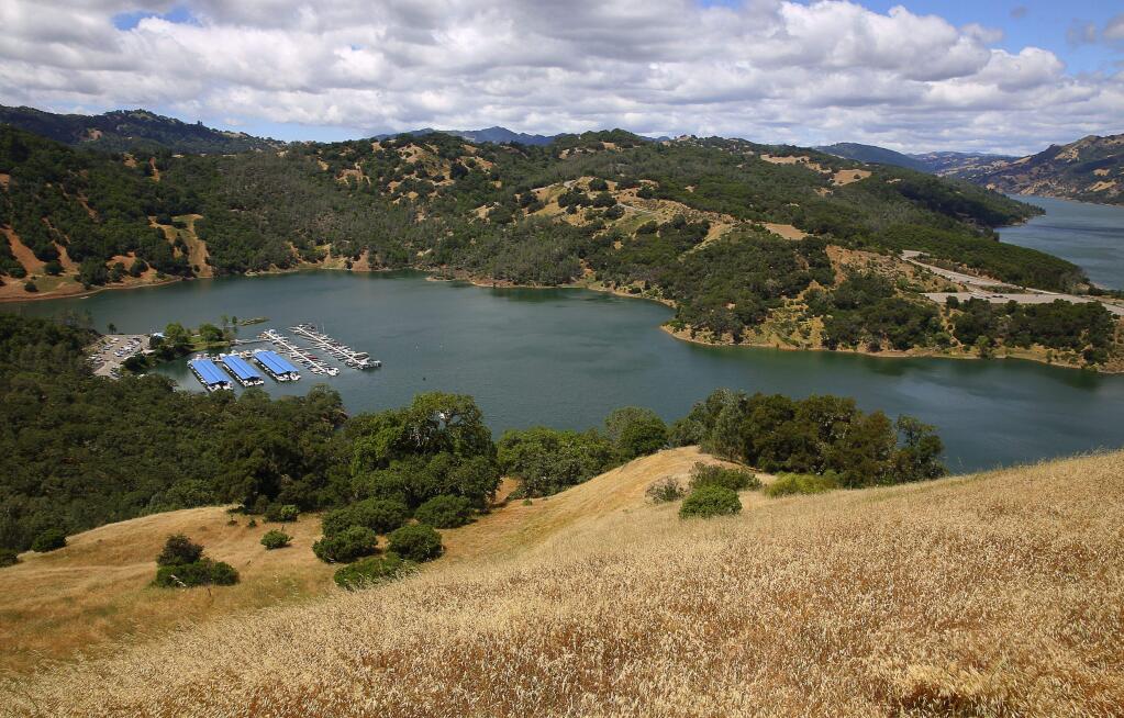 New boat slips at the marina in Lake Sonoma on Friday, May 20, 2016. The lake is over 95% full, giving customers of the Sonoma County Water Agency relief from the water use restrcitions the drought brought on. (Christopher Chung/ The Press Democrat)