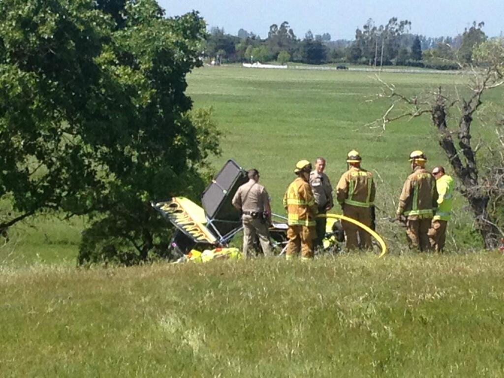 (Scott Manchester/Argus-Courier Staff)A glider plane crashed near the Petaluma Municipal Airport on Friday, April 3.