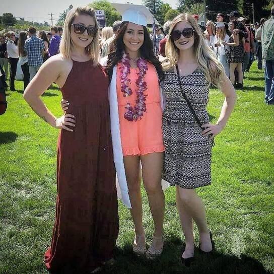 Gabbi Lemos (center) is shown with two friends at her graduation from Petaluma High School in June. (FAMILY PHOTO)