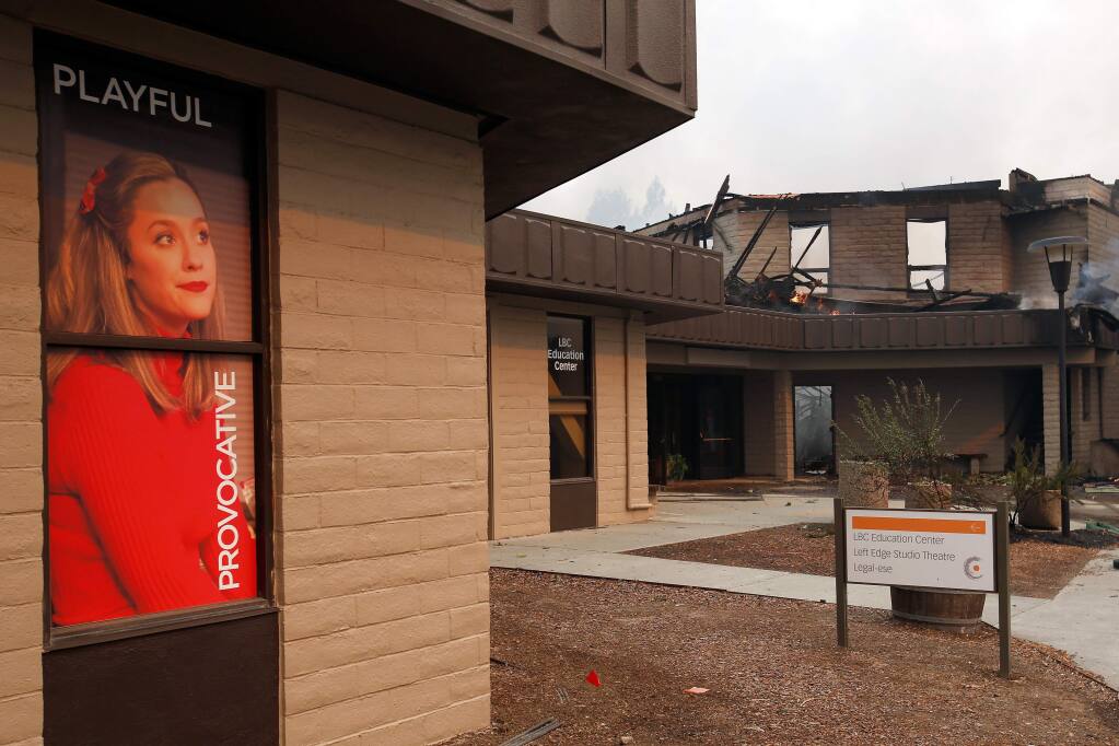 The wreckage of the Luther Burbank Center of the Arts northeast wing, after the Tubbs Fire burned through north Santa Rosa, California on Monday, October 9, 2017. (Alvin Jornada / The Press Democrat)