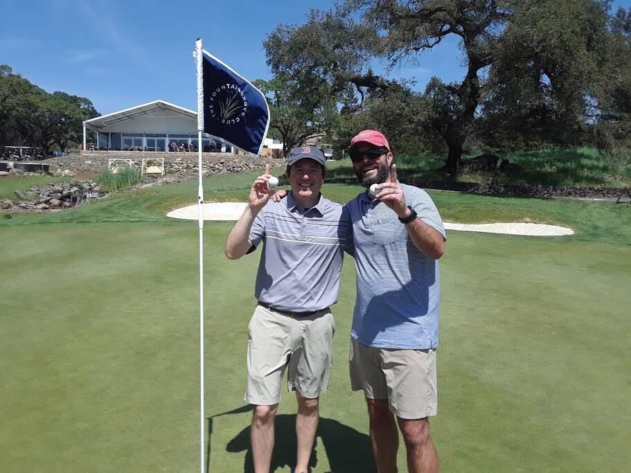 Sonoma County friends and longtime golfers Justin Lattanzio, left, and Mark Jenkins ccomplished perhaps the rarest feat of all in sports: back-to-back holes-in-one on the same hole. (Photo provided)