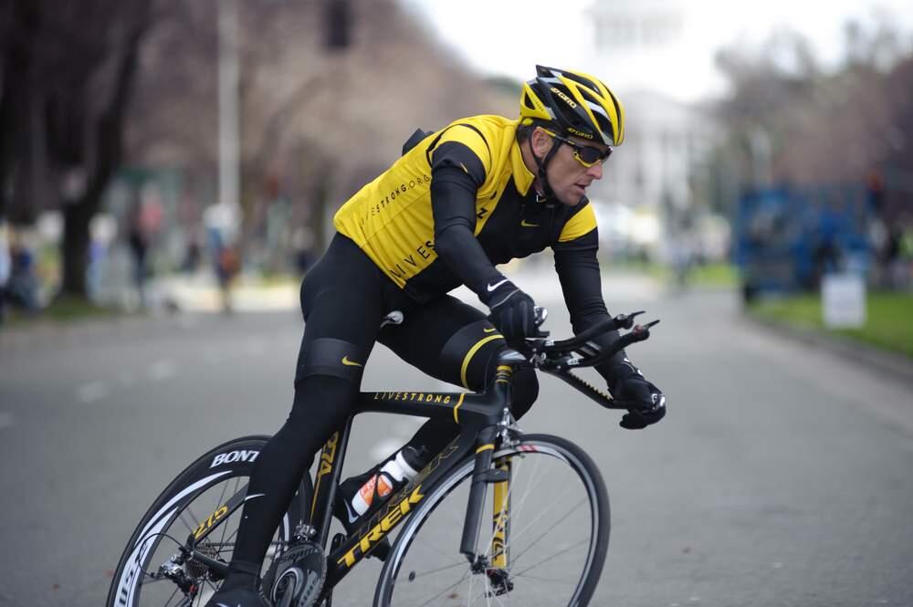 SACRAMENTO, CA - February 14, 2009: Lance Armstrong preparing for the AMGEN Tour in Sacramento, CA. (Randy Miramontez / Shutterstock)