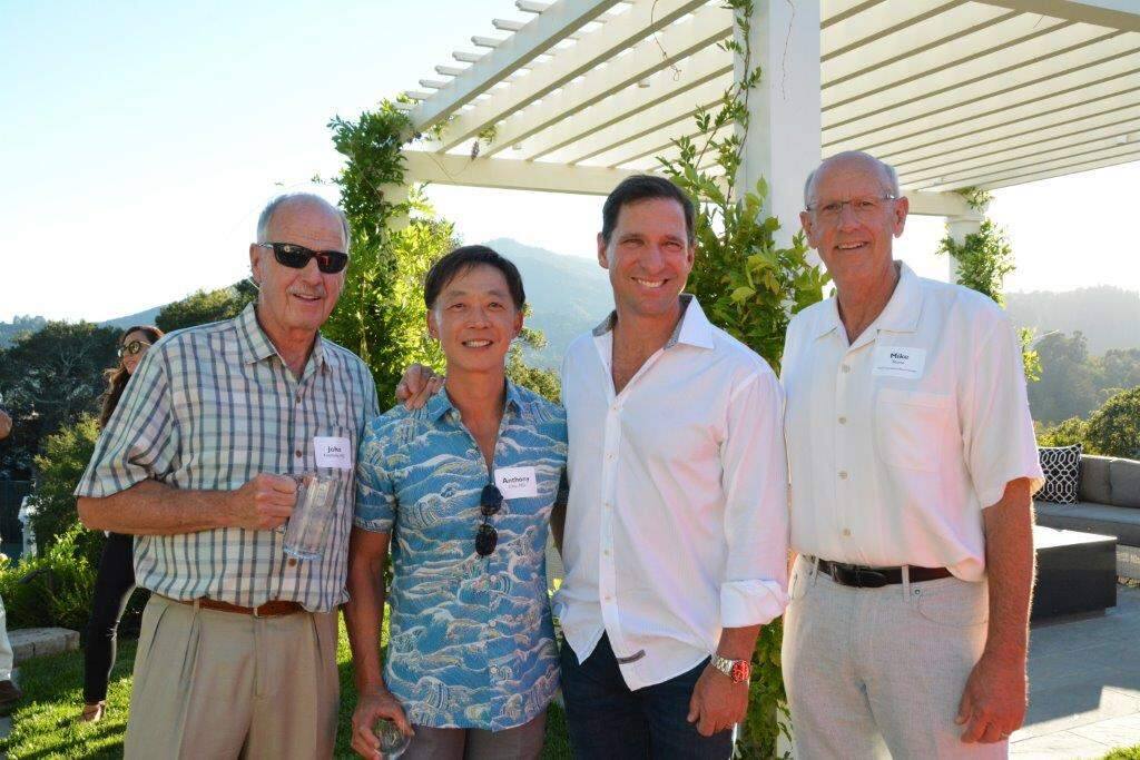 John Keohane, MD; Anthony Chiu, MD; David Goltz, MD and Mike Stone, CEO/President of Mollie Stone's Market, at a fundraiser for Marin General Hospital. Mike Stone headed the capital campaign raising $65 million for the new facility, set to open in 2020.
