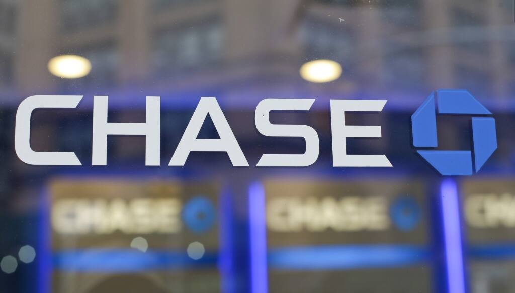 FILE - This Sept. 13, 2014, file photo, shows the Chase bank logo in New York.  (AP Photo/Frank Franklin II, File)