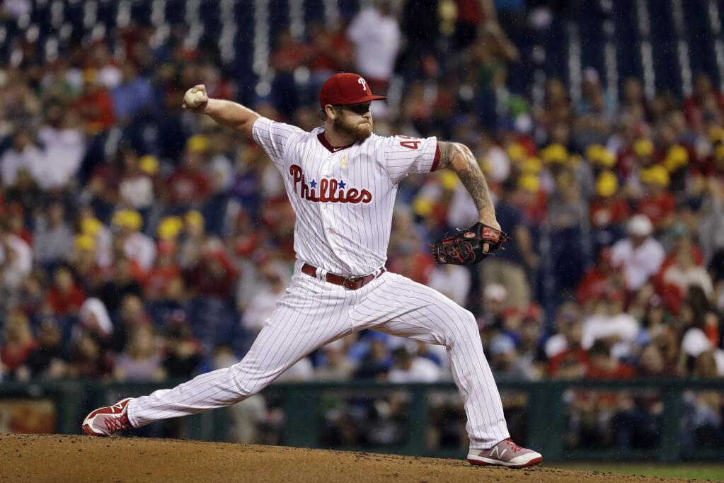 Philadelphia Phillies' Ben Lively pitches during the second inning of a baseball game against the Oakland Athletics, Saturday, Sept. 16, 2017, in Philadelphia. (AP Photo/Matt Slocum)