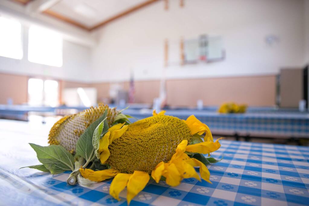 The tables are set and ready for guests at the 2015 Leghorn Valley Farmwatch BBQ and parade on Tuesday, August 4, 2015. (RACHEL SIMPSON/FOR THE ARGUS-COURIER)