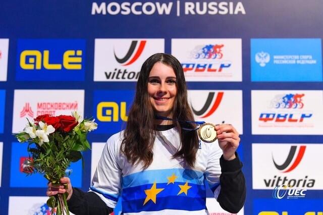 Nikita Ducarroz won the gold medal at the European Championships earlier this month. Afterward, she became the No. 1 ranked women’s BMX freestyle cyclist in the world. (Photo courtesy of Nicole Abate Ducarroz)