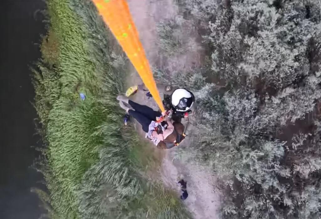 A screenshot from Sonoma County Sheriff’s Office video showing the rescue of a Monte Rio man from the Russian River. (Sonoma County Sheriff’s Office)