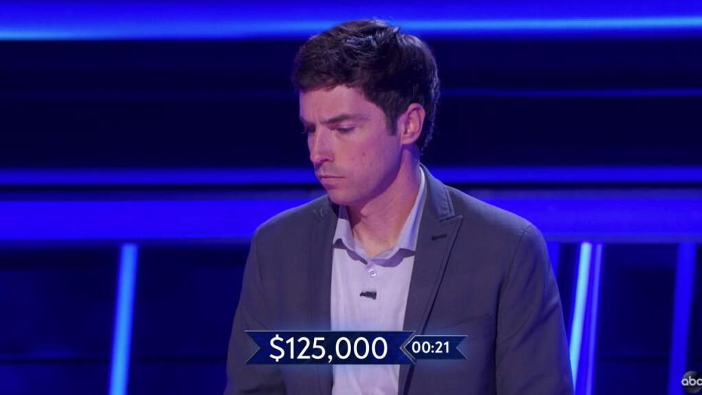In this screenshot, Alan Turner of Rohnert Park in an episode of the ABC game show “The Chase.” (ABC/YouTube)