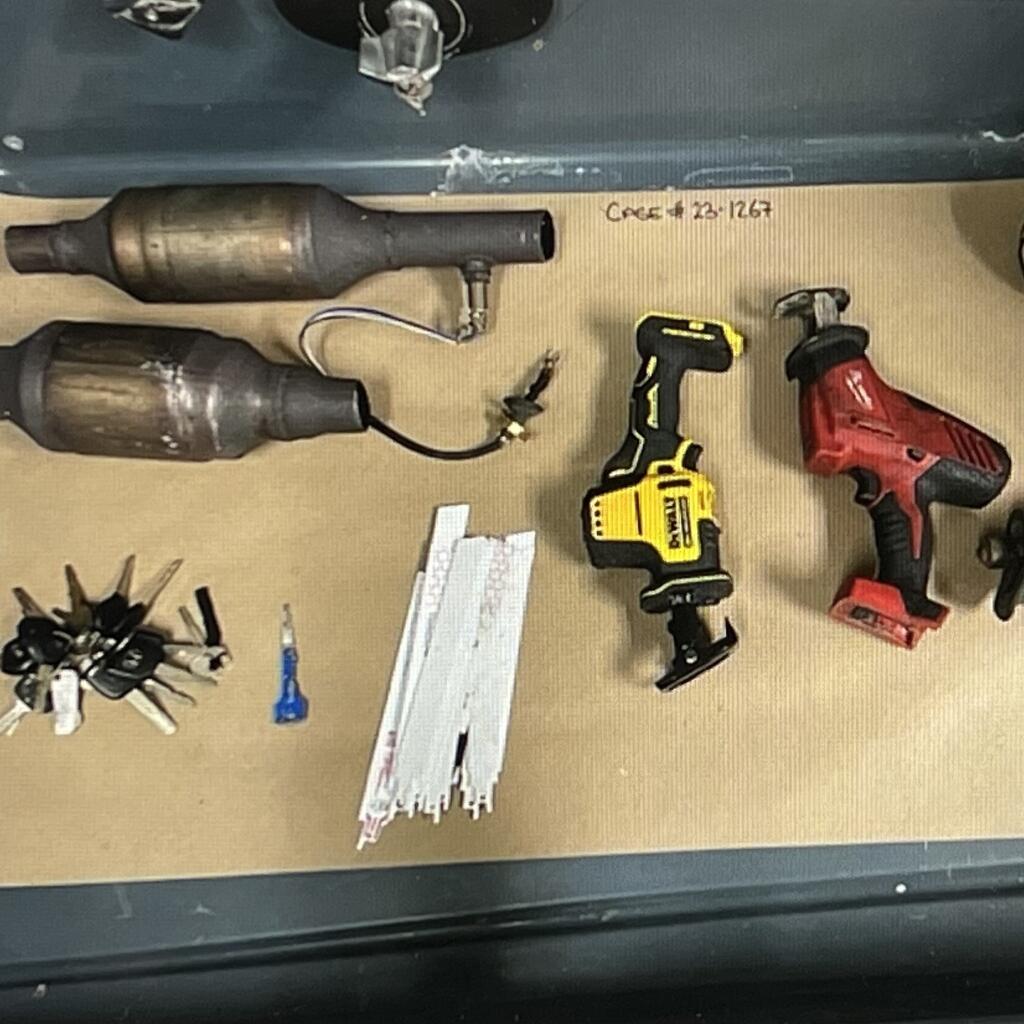 Rohnert Park police on Wednesday, April 5, 2023, arrested five people, two of whom resided in Santa Rosa, after finding evidence that tied them to a stolen vehicle that contained burglary tools, authorities said. (Rohnert Park Department of Public Safety)