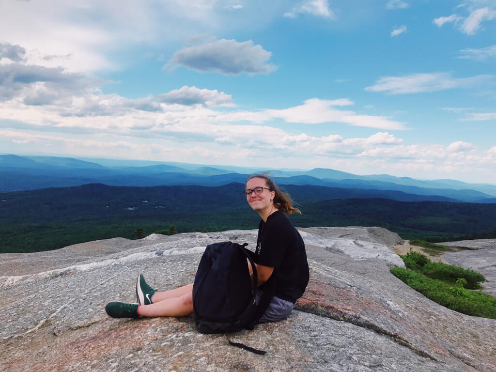 Dartmouth College sophomore Jesse Brownell, photographed in June 2020, spent more than a week in isolation after contracting the coronavirus. With little else to do, and feeling more pressure to succeed academically, Brownell buried herself in school work. MUST CREDIT: Emma Dereskewicz