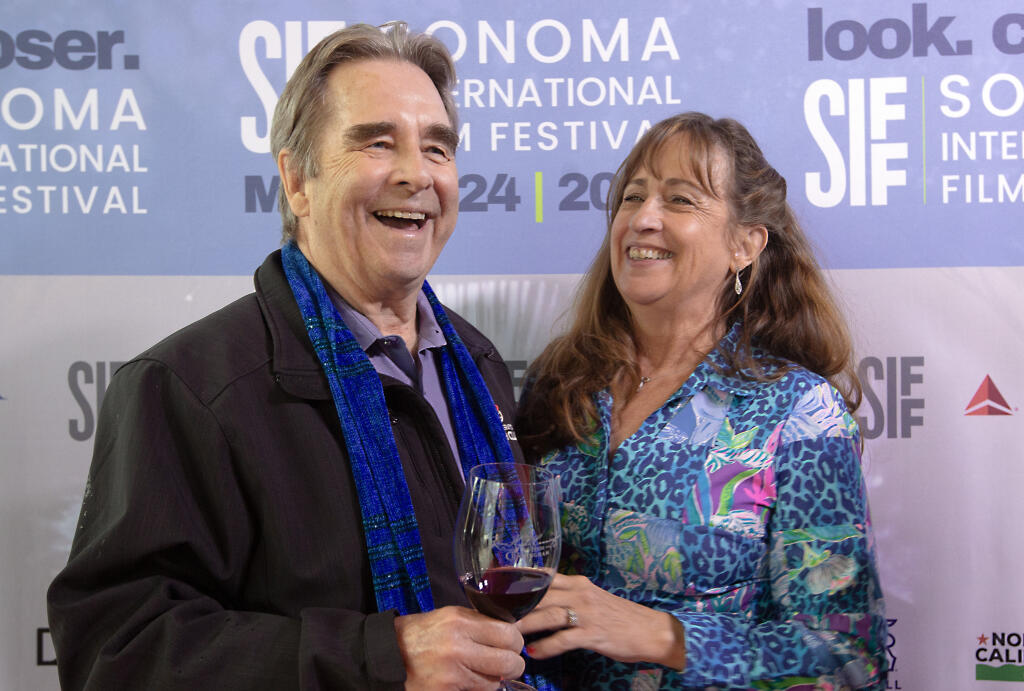 Beau Bridges and his wife, Wendy, on the red carpet at the Sebastiani Theatre before receiving the Sonoma International Film Festival Lifetime Achievement Award and screening of The Fabulous Baker Boys.’ Photo taken on Friday, March 22, 2024. (Robbi Pengelly/Index-Tribune)