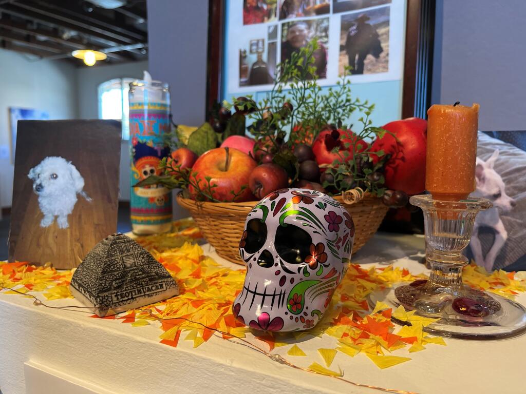 Among the many displays in the Arts Center’s new exhibition is an altar honoring the The Xichulence Family (representing the people of Xichu in the northeast region of the state of Guanajuato in the Sierra Gorda). (David Templeton/Argus-Courier Staff)