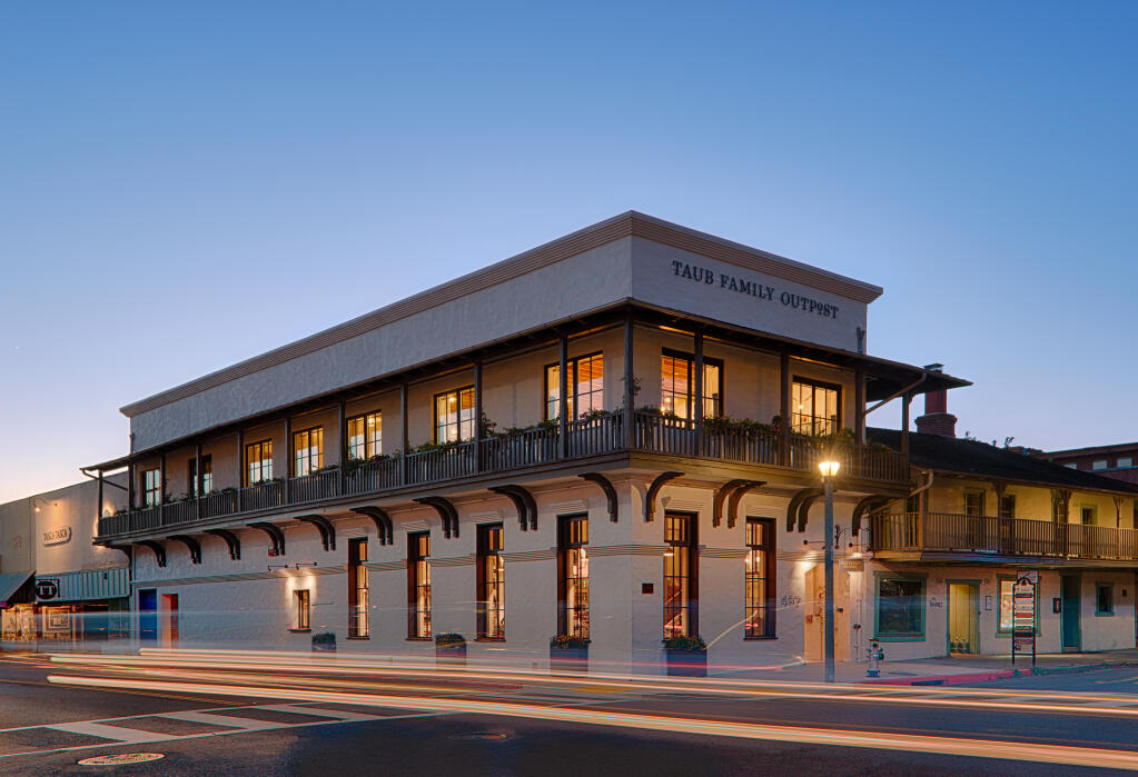 The Taub Family Outpost, seen here on May 21, 2020, on the Sonoma town square was designed to offer all-day experiences, a restaurant, market, a family lounge and wine bar. Outdoor areas to enjoy hospitality experiences are planned in 2021. (courtesy photo)