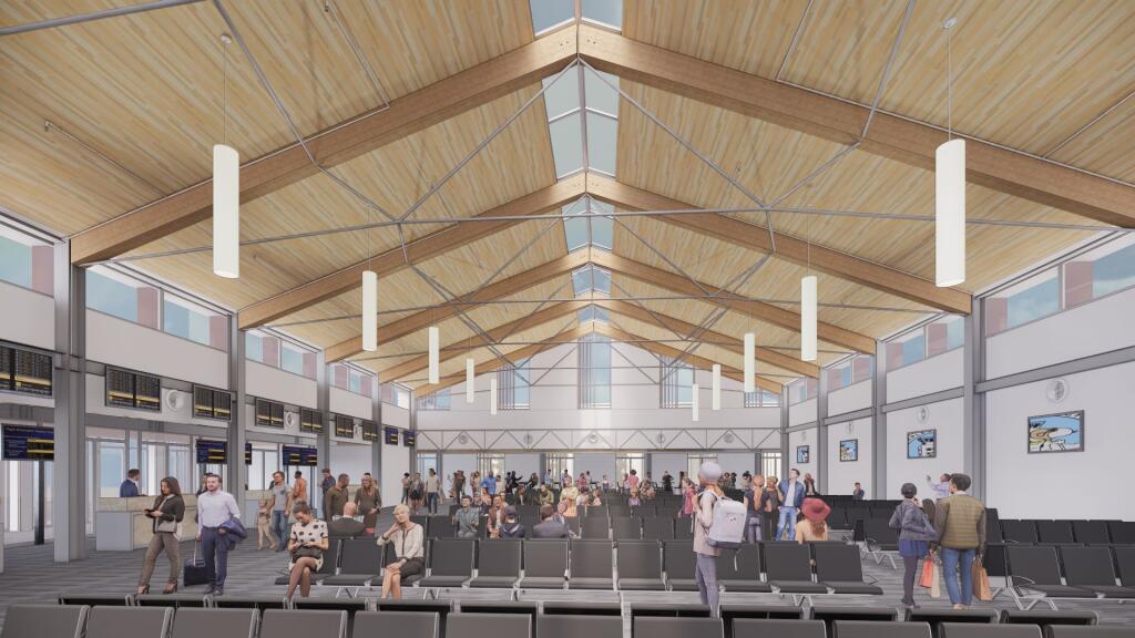 Rendering of the new holding area for passengers, part of the $31 million terminal improvement and modernization project at Charles M. Schulz-Sonoma County Airport. (Courtesy photo)