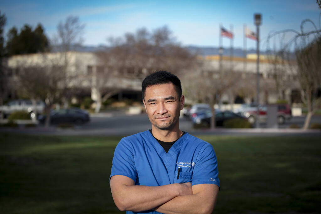 Jimmy Huynh, an emergency room nurse at Petaluma Valley Hospital, said he’s worried about the impact closing the hospital’s Family Birthing Center would have on ER staff. Monday, February 20, 2023. (CRISSY PASCUAL/ARGUS-COURIER STAFF)