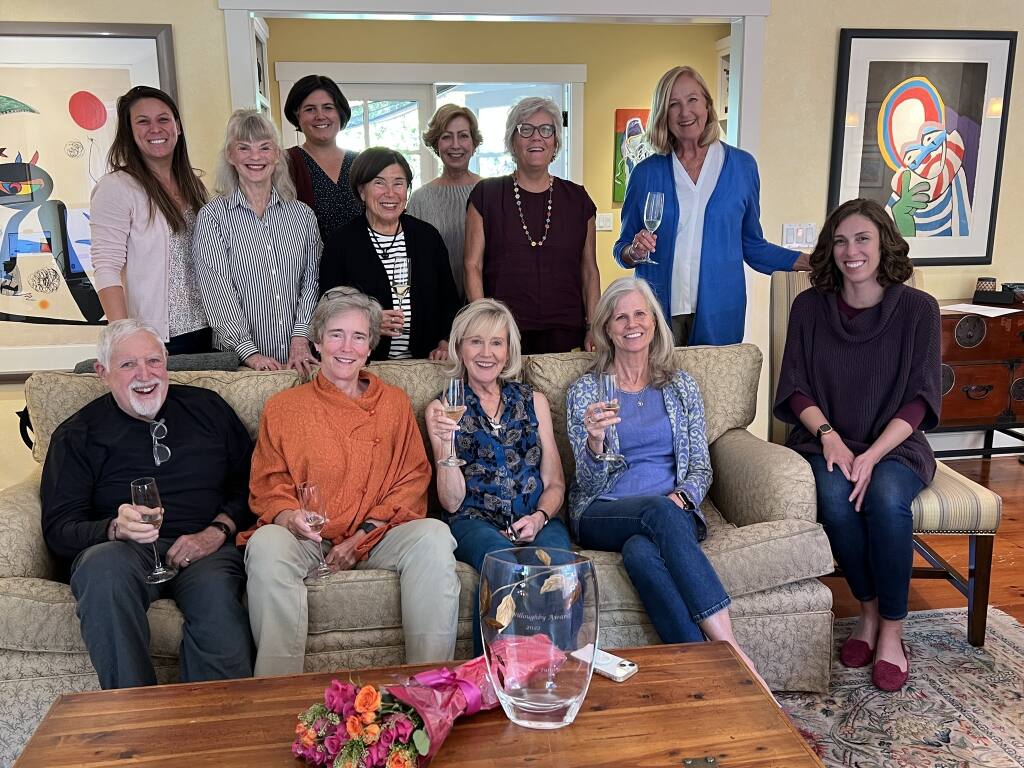Sonoma Valley resident Katherine Fulton, bottom row second from left, was honored Oct. 11 with the 2022 Willoughby Award from philanthropy collective Philanos. Fulton formed the Sonoma Valley Catalyst Fund during the pandemic to connect local nonprofits to donors. (Philanos / Facebook)