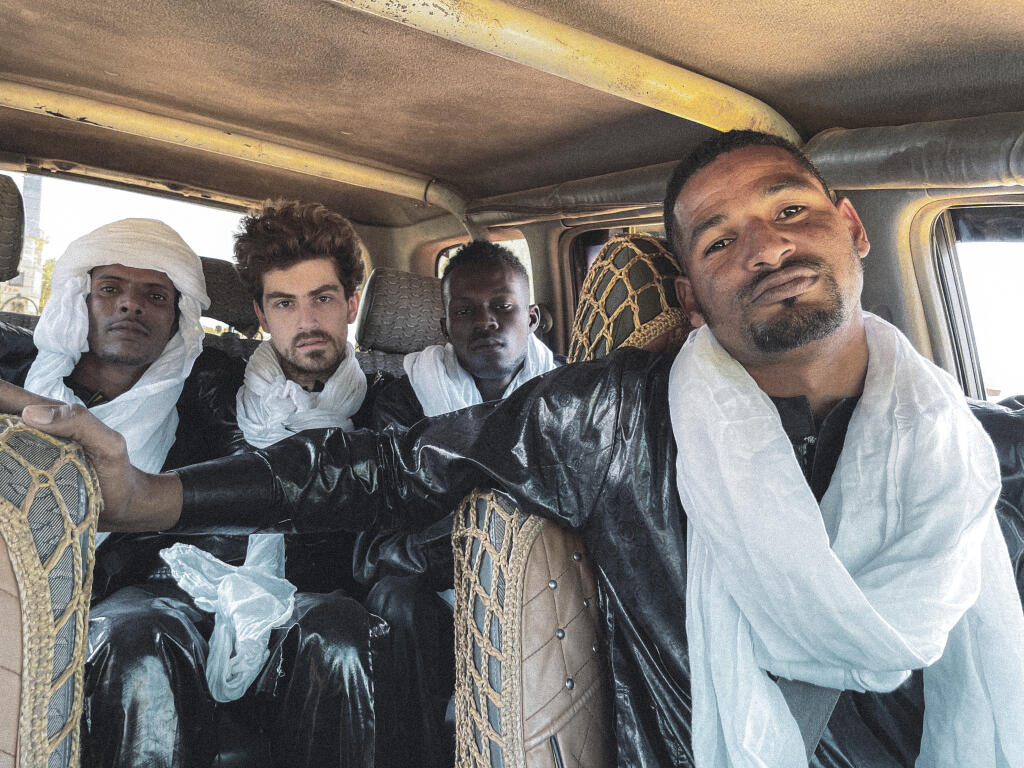 Mdou Moctar, right front, and his band will perform at the Lagunitas Brewing Company in Petaluma. (W.H. Moustapha)
