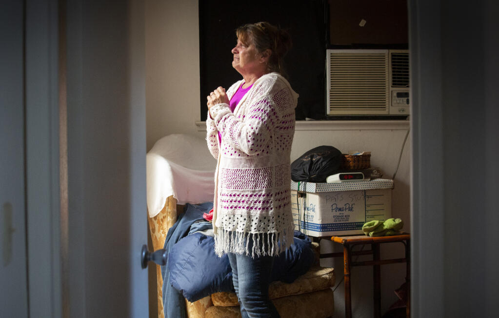 After losing her husband and her business, Barbie Hoffmann is being evicted from her Verano Avenue home that she has lived in for 25 years. (Robbi Pengelly/Index-Tribune)