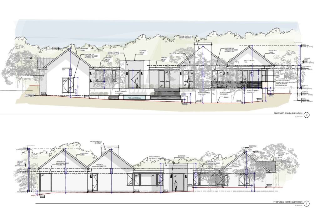 A rendering of the north and south faces of the 11,000-square-foot home proposed at 149 Fourth St. E. on Schocken Hill. (Courtesy of the City of Sonoma)