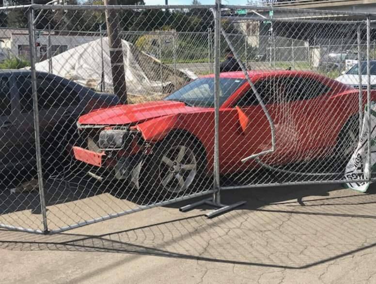 A driver suspected to be extremely drunk crashed into another car and a fence of Santa Rosa Avenue on Sunday, March 18, 2019. (SANTA ROSA POLICE DEPARTMENT)
