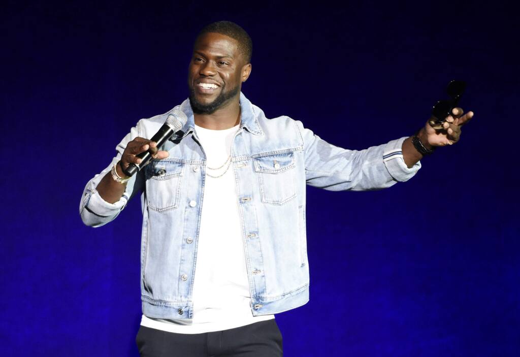 FILE - In this April 13, 2016 file photo, Kevin Hart, star of the upcoming film 'What Now?,' addresses the audience during the Universal Pictures presentation at CinemaCon 2016 in Las Vegas. Hart will headline the Colossal Clusterfest, a three-day comedy event on June 2-4 in San Francisco. (Photo by Chris Pizzello/Invision/AP, File)