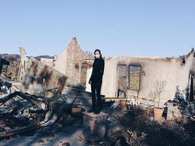 Siena Canales shown at the site of her family's burned home in Santa Rosa in an Instagram post from October of 2017. (@SIENACANALES)